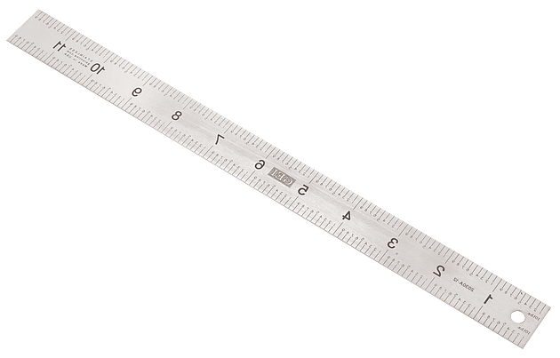 12" Stainless Steel Ruler, 0.1" Graduations